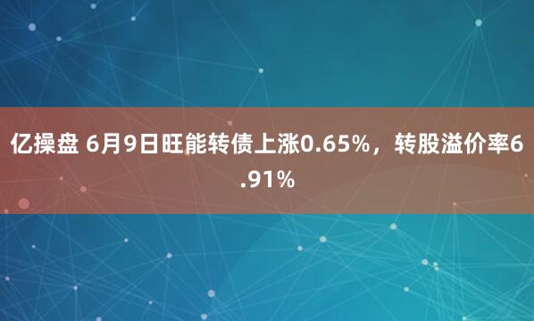 亿操盘 6月9日旺能转债上涨0.65%，转股溢价率6.91%